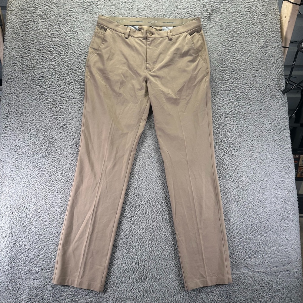 Greg Norman ML75 Microlux Pant Mens 36x34 Beige Golf Straight Performance Sports